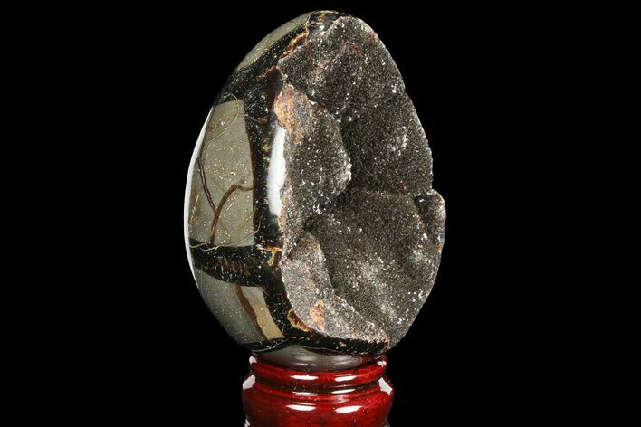 Septarian Dragon Egg Geode - Black Crystals #98833